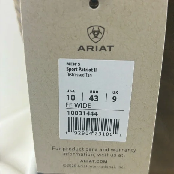 Ariat Sport Patriot II Leather Western Work Boots - size 10 EE new in box